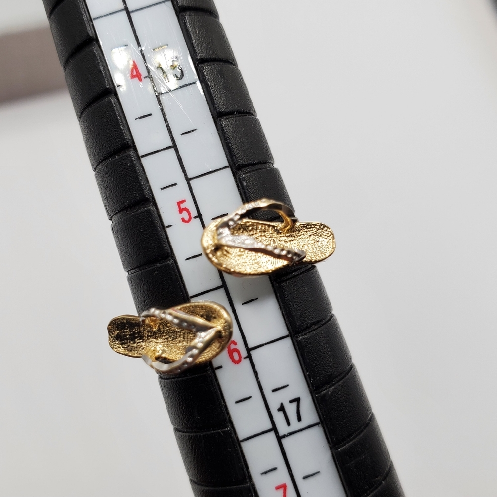 10k Solid Yellow & White Gold Double Flip Flip Beach Sandal Ring - Picture 8 of 8